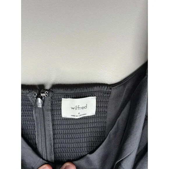 Aritzia Wilfred Satin Masquerade Dress in Black Size 4 Longsleeve Midi High Slit - Picture 4 of 9